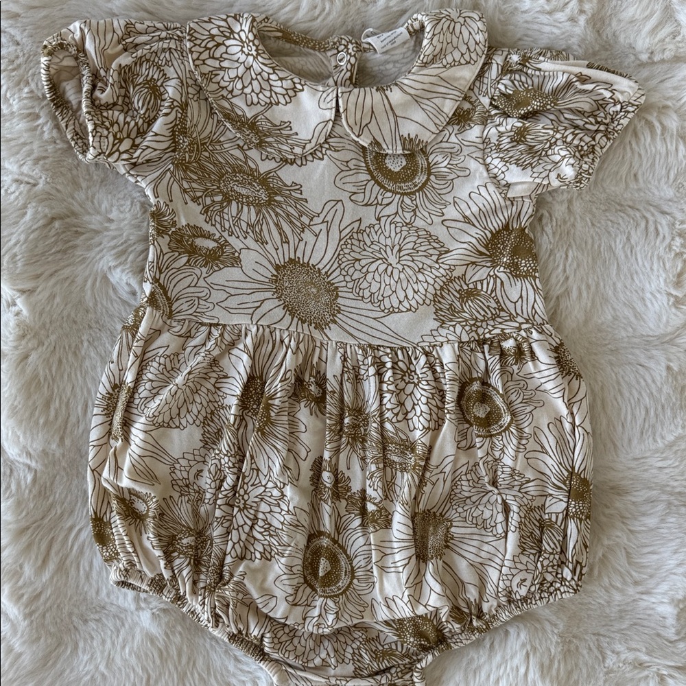 Kate Quinn Bamboo Peter Pan Bubble – Sunflower Print 18-24 mo